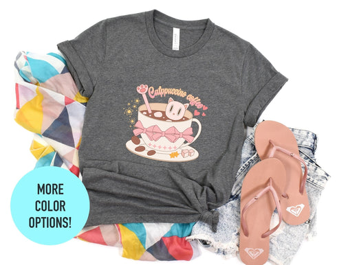 Catppuccino Coffee Kitten T-shirt, Cat Lover Gift, Summer Shirt, Cat Shirt For Kids, Funny Cat Shirt, Shirt For Cat Lover, Funny Cat Shirt